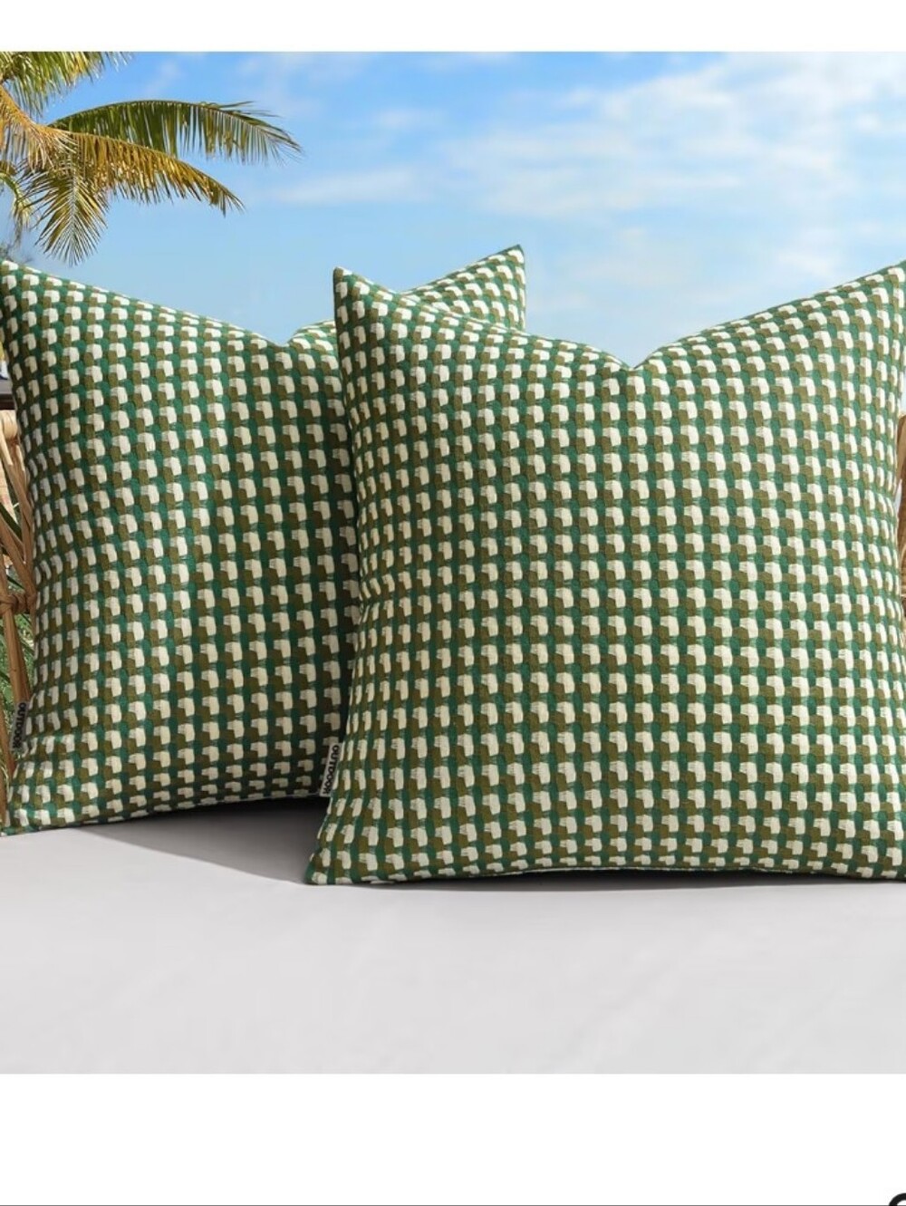 Miulee NWT 2pk 20" Square Woven Texture Waterproof Pillow Covers In Green/White